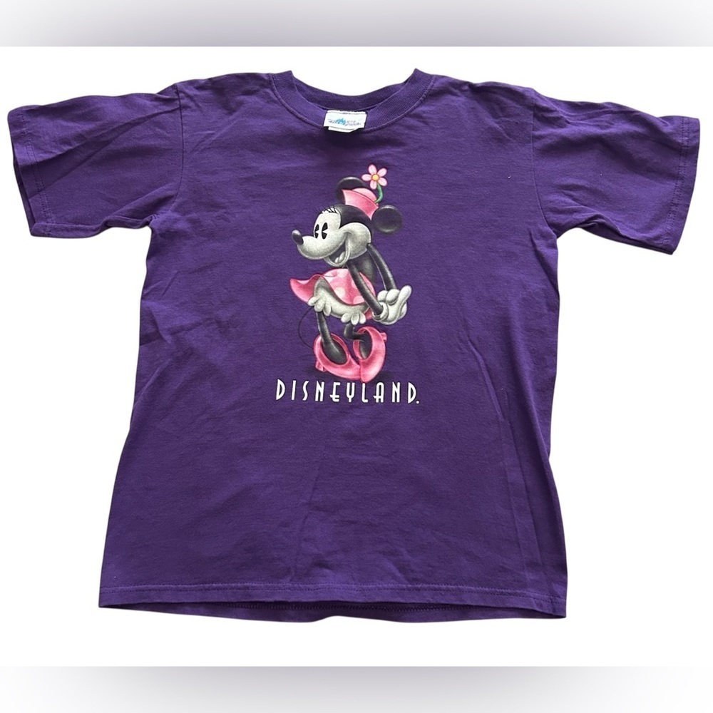 Disney Vintage Minnie Mouse Disneyland Resort Purple Graphic Crew Neck T Size L